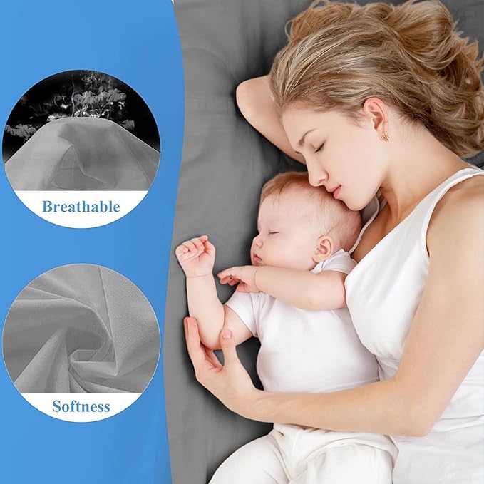 California King Waterproof Mattress Protector - Noiseless, Breathable, Machine Washable Fitted Mattress Cover with Deep Pocket up to 5”-21”（Dark Grey）