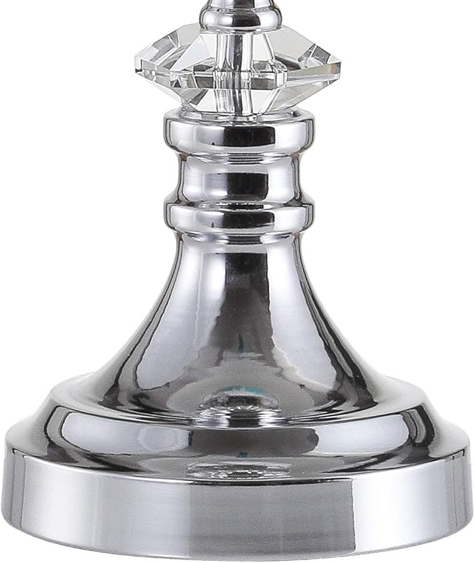 JONATHAN Y 25.5" Clear Crystal and Chrome Table Lamp, Glam Faceted Sphere Bedside Lamp with White Linen Drum Shade for Living Room, Bedroom, LED Bulb Included, UL Listed JYL5036A