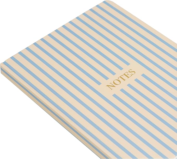 Pearhead Hardcover Journal Notebook 6x8 – Cream & Blue Stripe College-Ruled Writing Journal, 200 Lined Pages for Work, School & Journaling