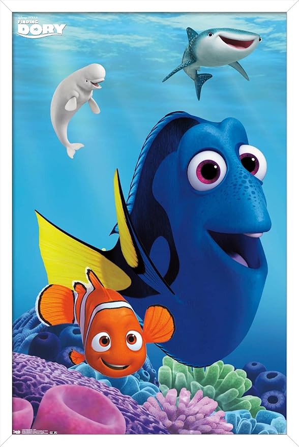 Trends International Disney Pixar Finding Dory - Dory Wall Poster, 22.375" x 34", White Framed Version