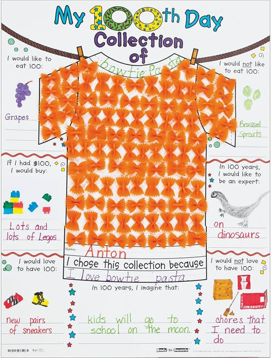 Really Good Stuff 100th Day of School Decorate Posters- 24 Pack- My 100th Day Collection Tee Posters- 100th Day Activities for The Classroom