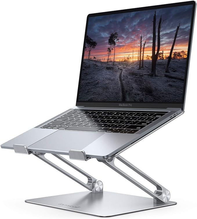 Lamicall Adjustable Laptop Stand, Portable Laptop Riser, Aluminum Laptop Stand for Desk Foldable, Ergonomic Computer Notebook Stand Holder for MacBook Air Pro, Dell XPS, HP (10-17.3'')- Silver