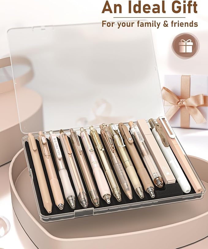 Four Candies Writing Ink Pens with Black & Brown Ink and 2Pack Highlighter, Retractable 0.5mm Smooth Fine Point Pens,Brown Pens for School, Office Girly Stationery Aesthetic Desk Accessories Set of 14