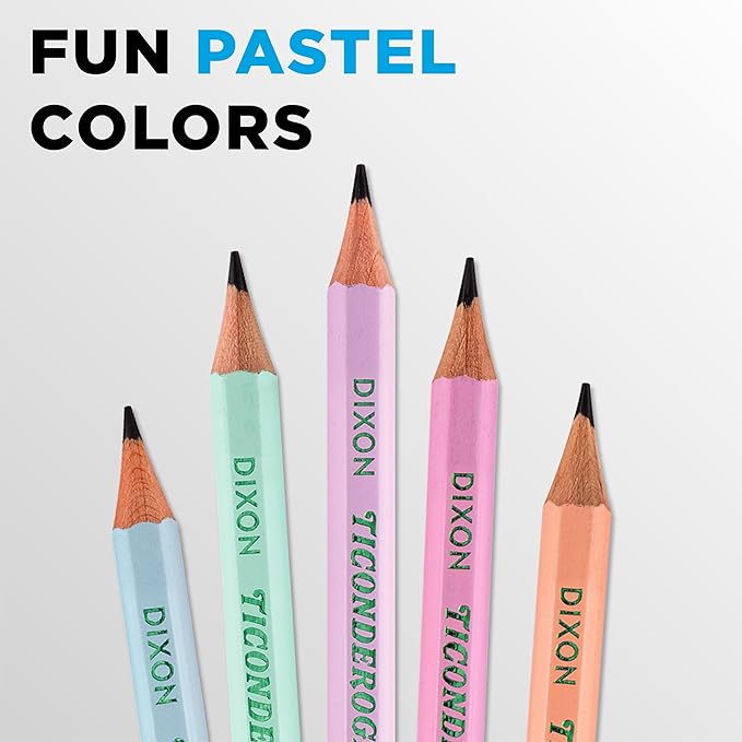 Ticonderoga® Pastel Pencils,2 Soft,Assorted Colors,Pencils,10 Count (Pack of 2)