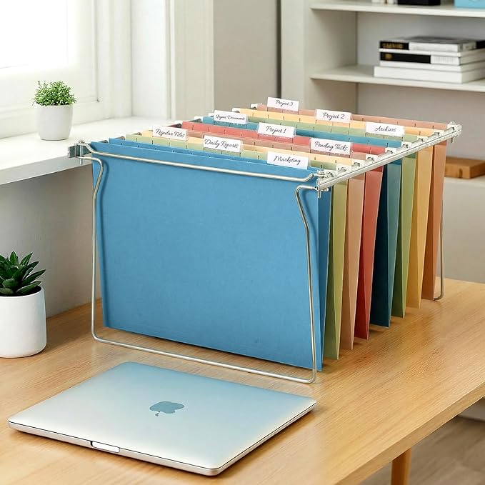 SUNEE Hanging File Folders Retro Colors, 6 Pack Letter Size File Folders with 1/5-cut Tabs, Stay Organized for Your Home and Office Bulk File and Documents