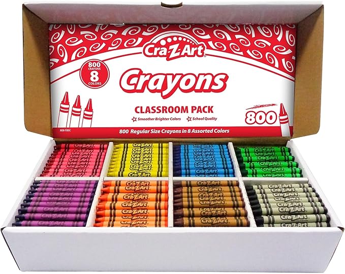 Cra-Z-Art Crayon Bulk Class Pack 800ct 8 Assorted Colors
