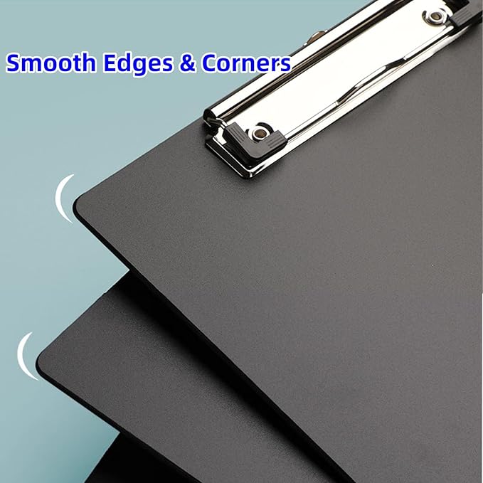 Plastic Clipboards, [Pack of 10] A4 Clipboard Folder 12.5x9 Inch Clip Boards with Secure Hold for Office & Classroom Supplies - Black