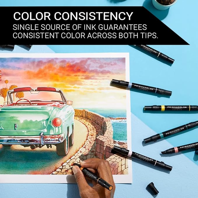 Prismacolor Premier 12-Count Dual-Ended Art Markers, Chisel and Fine Tips, Mid-Tone Colors, Professional Quality for Artists