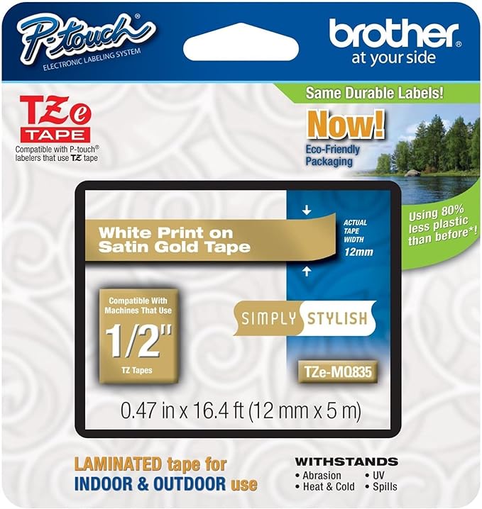 Brother PTouch 1/2" Laminated TZe Tape Model TZE-MQ835