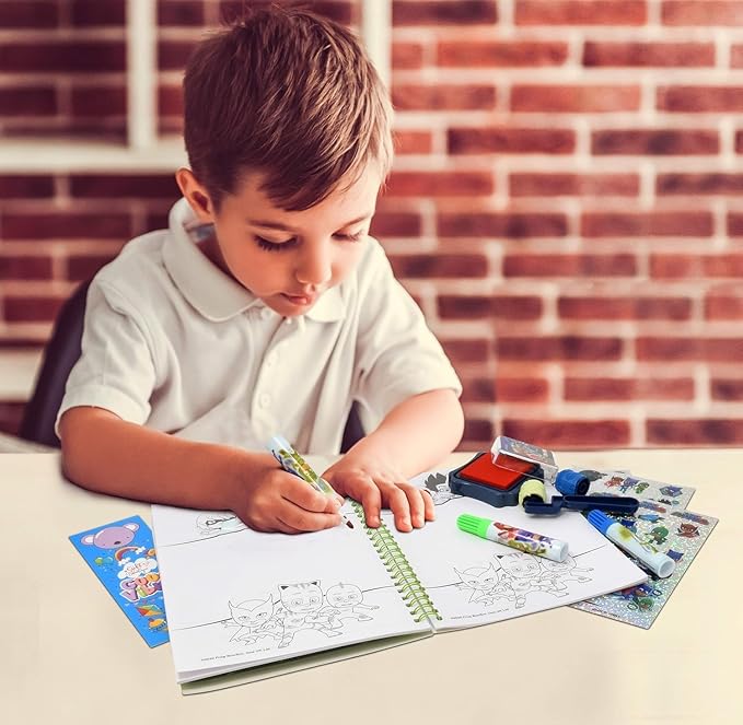 PJ Masks Drawing Diary Journal Art and Activity Set for Kids Mess Free Slime Art Coloring Sketch Book with Gift Boutique Bookmark Stickers Markers Roller Stamper and Ink Pad for Boys Girls Toddler
