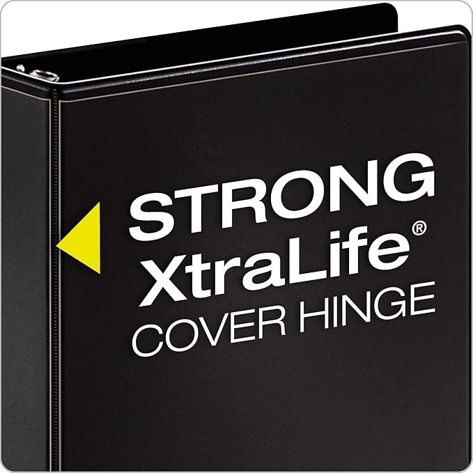Cardinal 3 Ring Binder,Durable 2 Inch Performer ClearVue Binder, Round Rings, 475-Sheet Capacity, Customizable ClearVue Covers, PVC-Free, Black (67425)