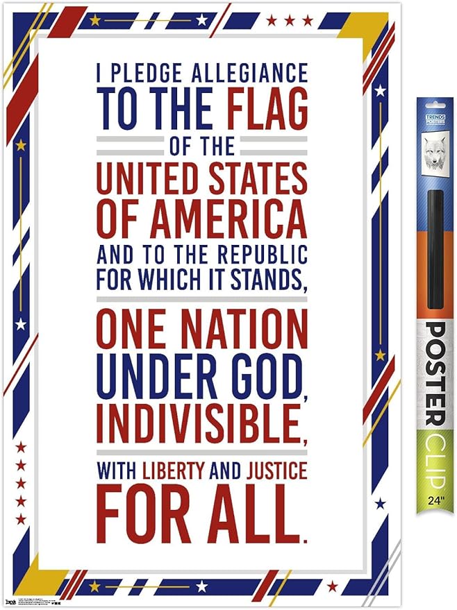 Trends International The United States Of America - Pledge Of Allegiance Wall Poster, 22.375" x 34", Premium Poster & Clip Bundle