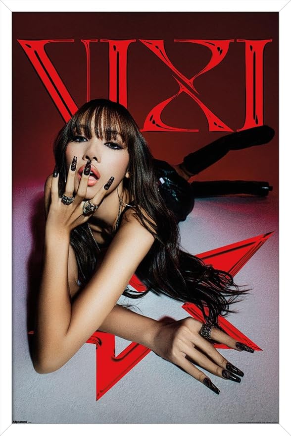 LISA - VIXI Red Star Wall Poster, 22.4L" x 14.7W", White Framed Version