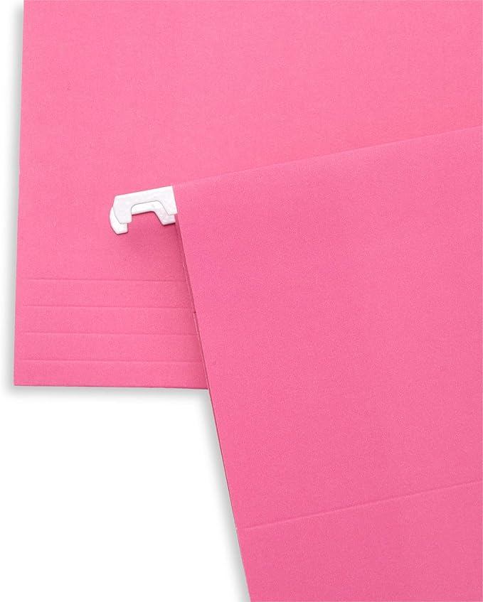 Blue Summit Hanging File Folders, Letter Size, Pink, Great for Organizing and Easy File Storage, 50 Per Box