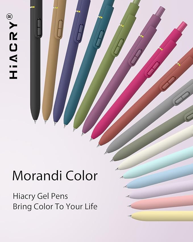 16 Pcs Gel Ink Pens, 0.7mm Fine Point for Smooth Writing Journaling Pens, Black Quick-Dry Long Lasting Fidge Pens, Cute School Office Supplies Gifts for Women (16Pcs Morandi＋Vintage-Black Ink)