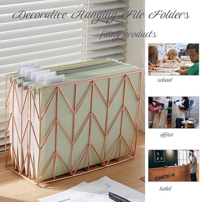 6 Pack Hanging Folder File Cabinet Organizer Letter Size 1/5 Cut Adjustable Label Decoration Home Office School Classroom, Green