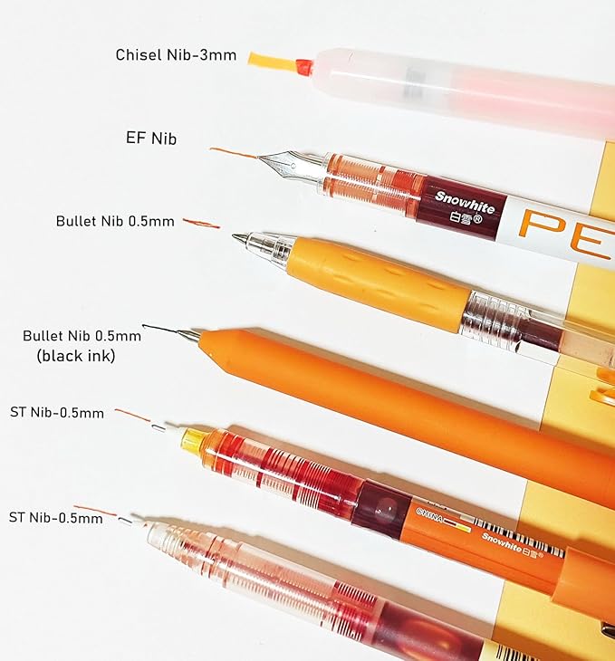 Orange and Black Ink Gel Pens Set with Journaling Highlighter, Fine Point 0.5mm Cute Colorful Gel Ink Pens for Office School, Note Taking, 5 Orange Ink, 1 Black Ink
