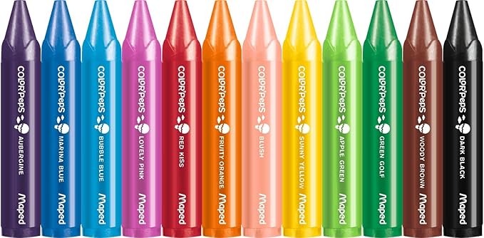 Maped Color'Peps My First Jumbo Triangular Wax Crayons, Pack of 12