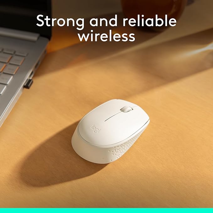 Logitech M170 Wireless Mouse for PC, Mac, Laptop, 2.4 GHz with USB Mini Receiver, Optical Tracking, 12-Months Battery Life, Ambidextrous - Off White