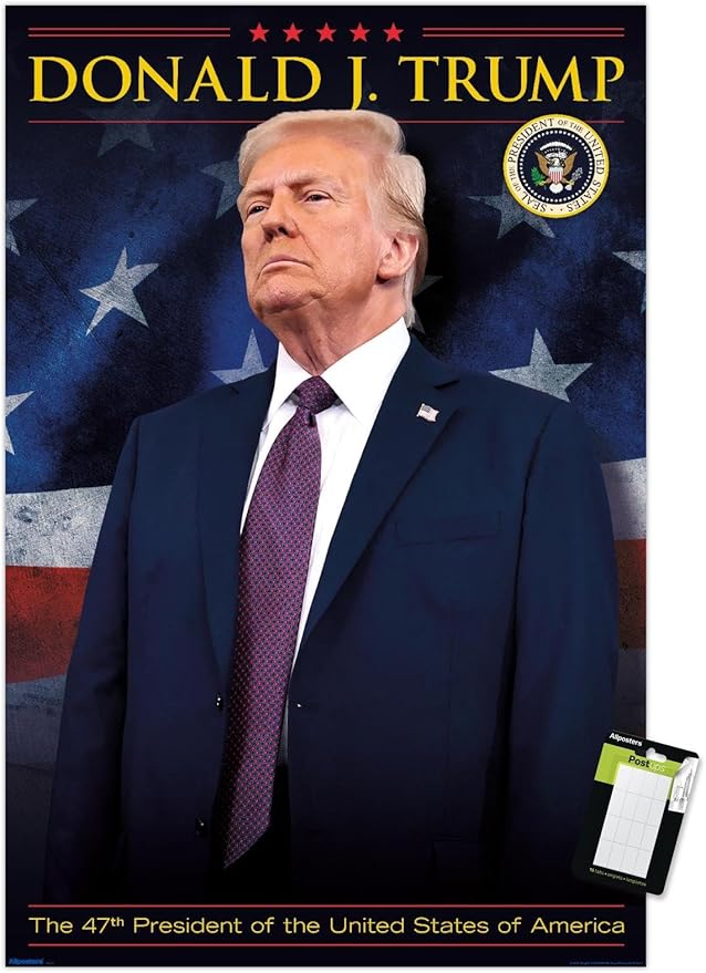 President Donald Trump - 47th President Wall Poster, 22.4L" x 14.7W", Premium Poster & Mount Bundle
