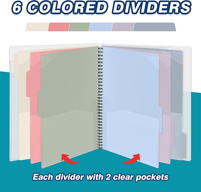 H4D 12 Pocket Morandi Color Spiral Multi Pocket Folder Poly Project Organizer