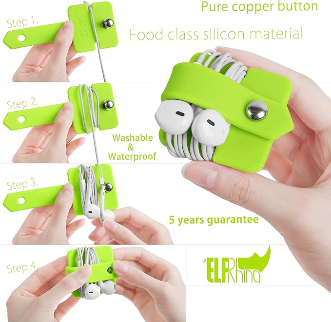 Cord Organizer Earbuds Holder Earphone Wrap Earphones Organizer Headset Headphone Earphone Wrap Winder Cord Manager Cable Winder Green