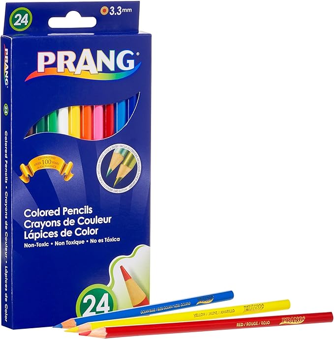 Prang Thick Core Colored Pencils, 3.3 Millimeter Cores, 7 Inch Length, Assorted Colors (22240) (Pack of 24, 576 Count Total)