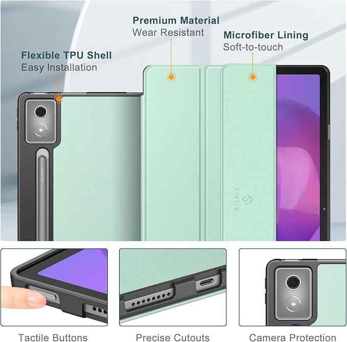 Fintie Case for Lenovo Idea Tab Pro 12.7 inch 2025 (TB-373FU/ TB-375FC) - Ultra-Thin Soft TPU Back Cover Protective Case with Pen Holder and Auto Sleep/Wake (Green)