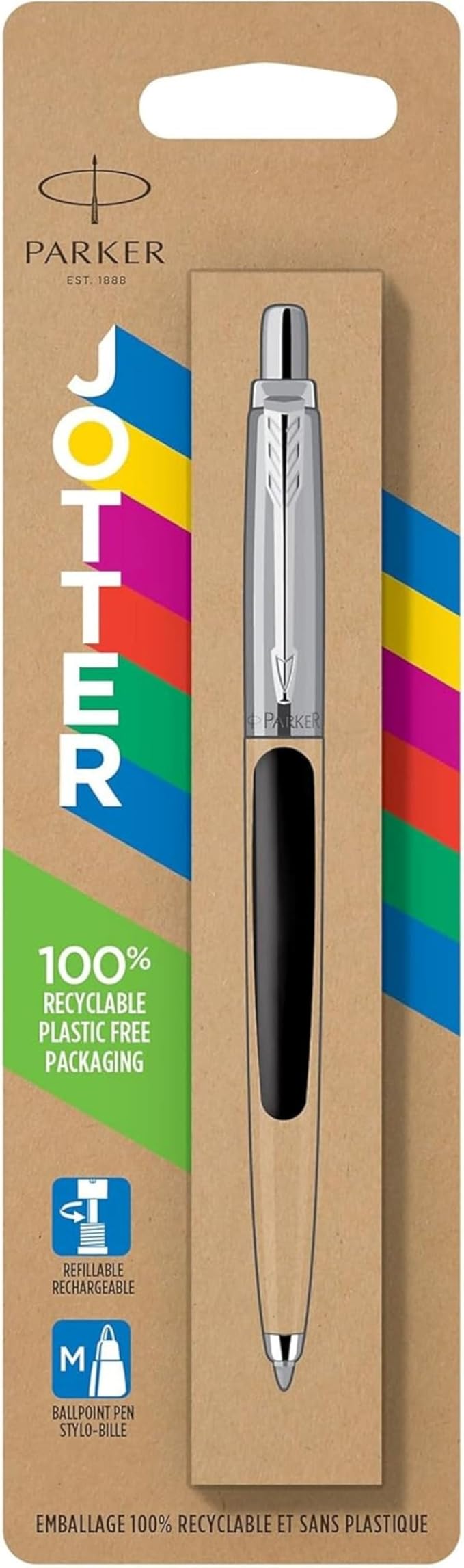 Parker Jotter Originals Ballpoint Pen Classic Black Finish Medium Point Blue Ink 1 Count