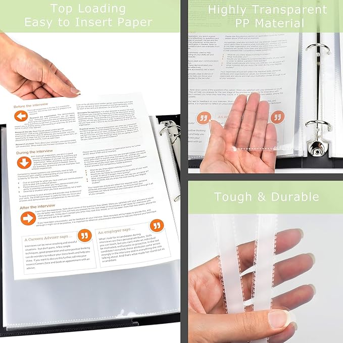 Office Werks Sheet Protectors for 3 Ring Binder, 50 Pack Clear Page Protectors 8.5 x 11 Inch, Top Loading Plastic Sleeves, Reinforced Holes, Archival Safe, Non-Glare, PVC Free