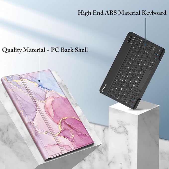 FINTIE Keyboard Case for Samsung Galaxy Tab S10 Lite/ S10 FE/ S9 FE 5G 10.9 Inch/Tab S9 11 Inch with S Pen Holder, Slim Stand Cover Detachable Wireless Bluetooth Keyboard, Dreamy Marble
