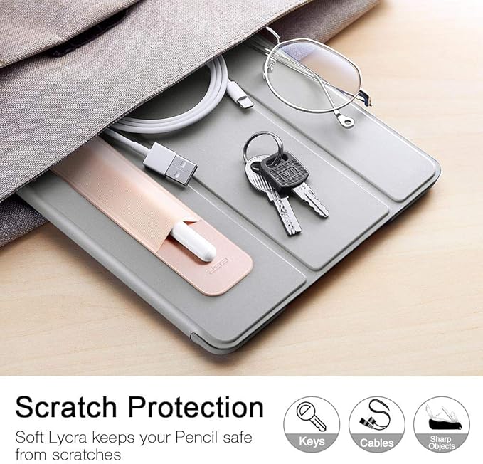 ESR Pencil Holder Compatible with Pencil (2nd/1st Generation) & Pencil (USB-C), Elastic Pocket, Stylus Pens Protected and Safe, Pouch Adhesive Sleeve Attached to Case for Stylus Pens, Rose Gold