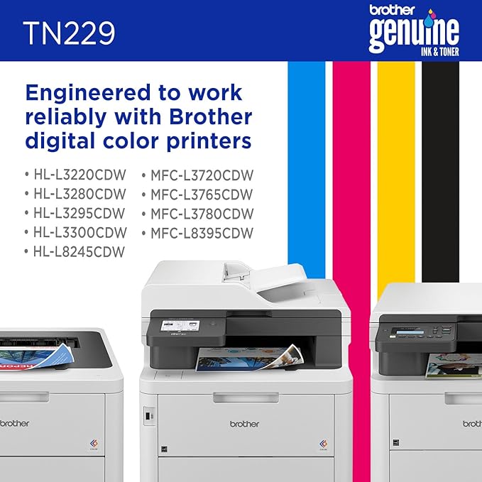 Brother Genuine TN229Y Yellow Standard Yield Printer Toner Cartridge - Print up to 1,200 Pages(1)