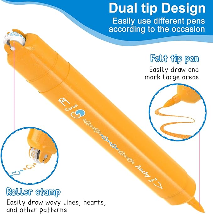 AECHY Dual Tip Glitter Highlighters Set, 6 Colors-Changing Fun Line Style Pens for Writing, Drawing, Sparkle Markers Ideal for Students, Artists, Journaling, Office & School Supplies(6 Pack)
