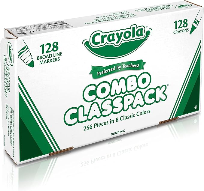 Crayola Crayons and Washable Markers Classpack (256ct), Bulk Markers for Kids, Teacher Art Supplies for Preschool & Kindergarten Classrooms