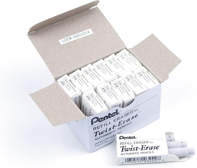 Pentel Refill Erasers Twist-Erase Series Pencils - Pack of 36 (E10)