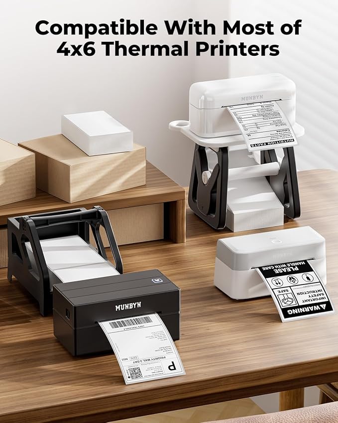 MUNBYN 4"x6" Direct Thermal Shipping Labels, Commercial Grade Permanent Adhesive Fanfold Mailing Postage Label Paper for Thermal Printers and Packages, 220 Sheets per Stack (Pack of 2)