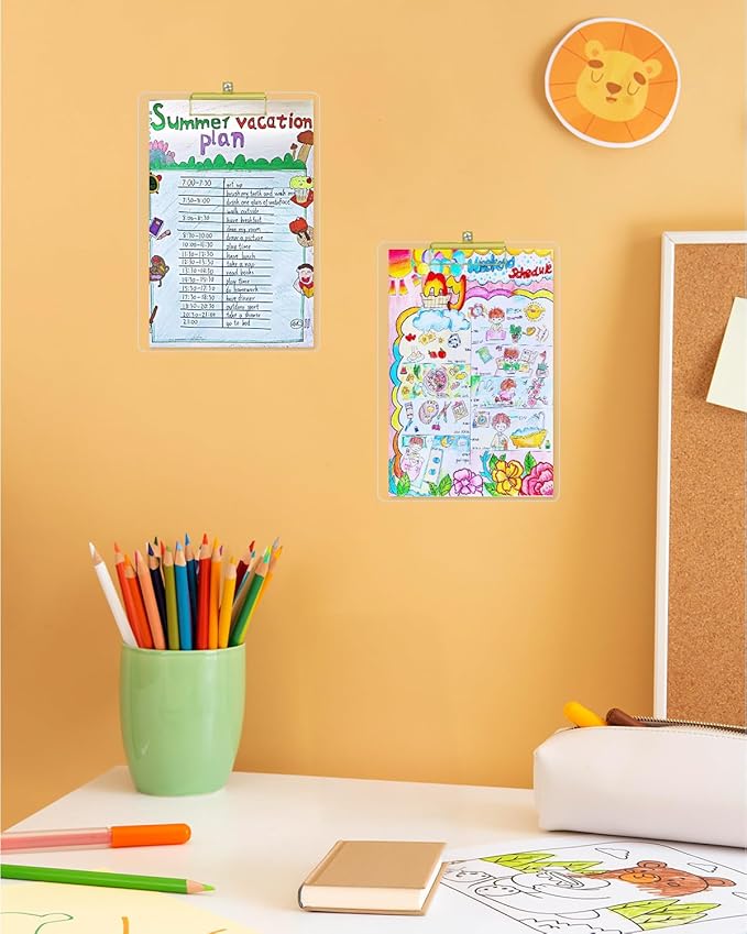 Honagu Acrylic Clear Clipboards, 8.5x11 Plastic Clipboard with Gold Strong Clip Hidden Hanging Hole, A4 Letter Size Clipboards for Nurses, Doctors, Art Student, Teachers,School & Office Supplies, 15PC