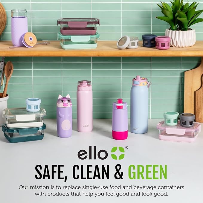 Ello Ellies 16oz Plastic Kids Water Bottle with Straw and Built-in Carrying Handle and Leak-Proof Locking Lid for School backpack, Lunchbox and Outdoor Sports, Pig