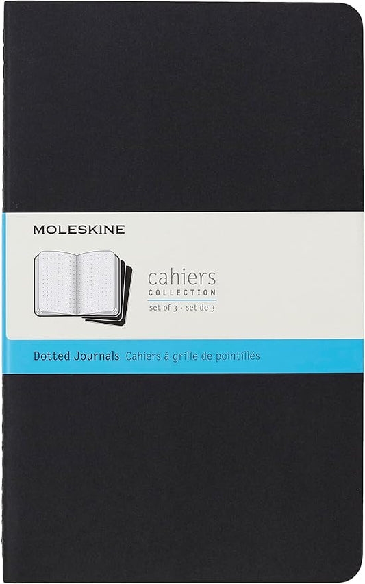 Moleskine Cahier Journal, Soft Cover, Large (5" x 8.25") Ruled/Lined, Black, 80 Pages (Set of 3)