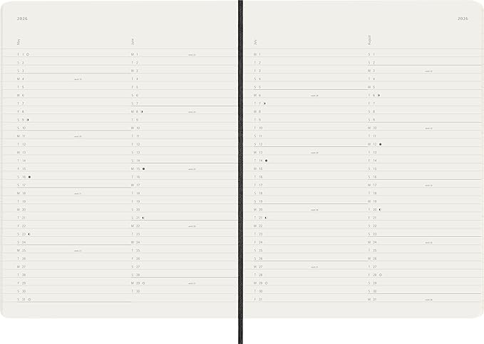Moleskine Classic 12 Month 2026 Monthly Planner, Soft Cover, XL (7.5" x 9.75"), Black, 128 pages