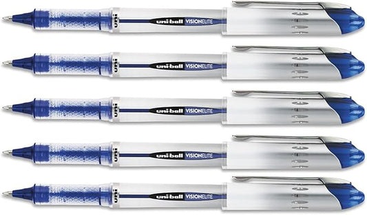 Uniball Vision Elite Roller Ball Pen, Blue Ink, Bold 5 Pens Per Order