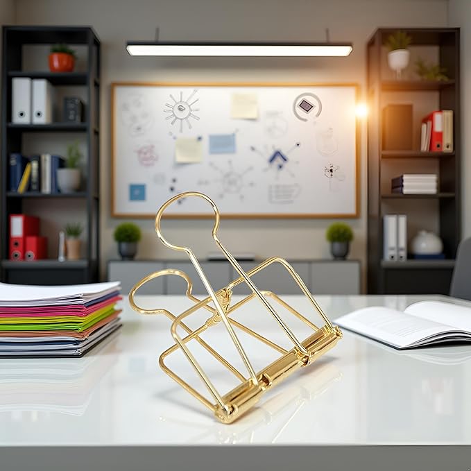 4Pcs Golden Hollow Out Long Tail Wire Binder Clips Paper Binder Clip Large 51mm Binder and Paper Clips Small in Size and Light in Weight,Clips, Clamps and Rings,Clips, Clamps and Rings