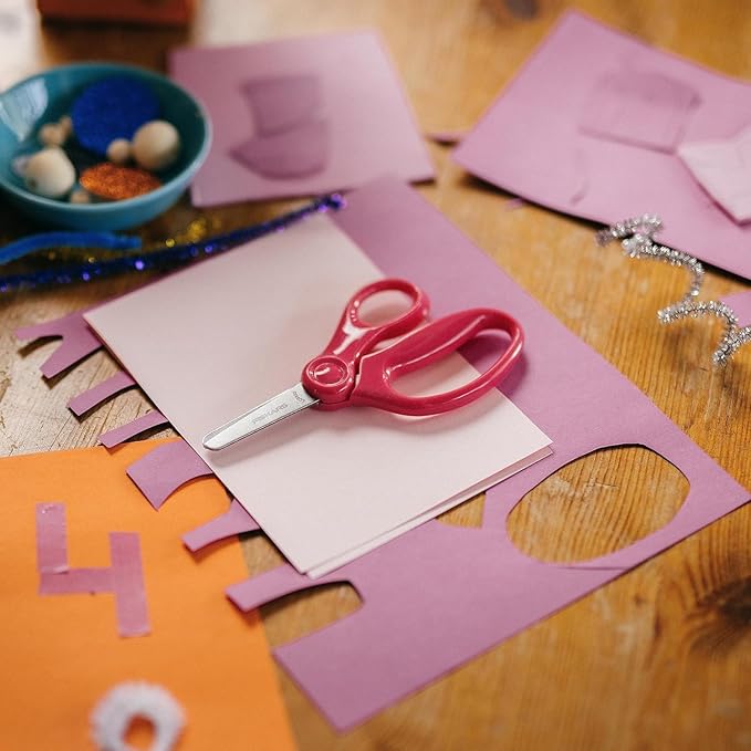 Fiskars 5" Blunt-Tip Scissors for Kids Ages 4-7, For School or Crafting, Premium Pink (Pack of 2)