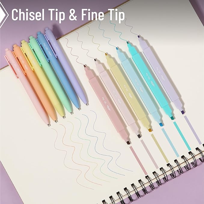 Mr. Pen- Dual Tip Aesthetic Highlighters and Gel Pens, 12 Pack, Pastel Colors Bible Highlighters No Bleed