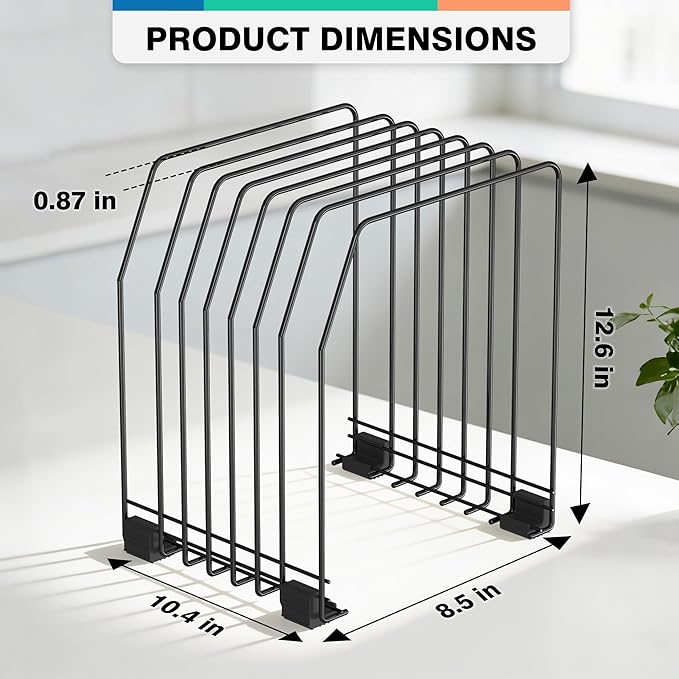 File Organizer for Desk, 7-Section Vertical File Sorter, Paper Holder Organizer Standing Metal File Folder for Office Home Classroom, Black (4Pack)