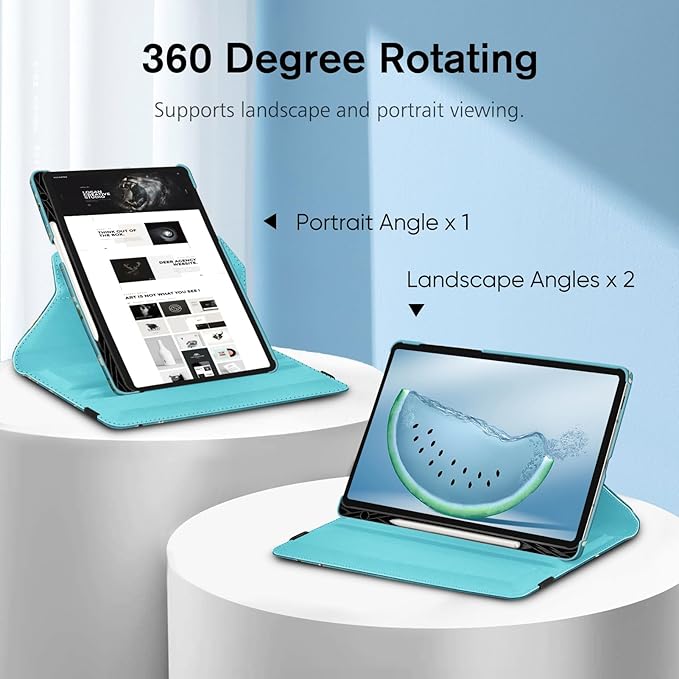 Fintie Rotating Case for Samsung Galaxy Tab S10 Lite/ S10 FE/ S9 FE 5G 10.9 Inch/Tab S9 11 Inch with S Pen Holder, 360 Degree Swiveling Stand Cover Auto Sleep/Wake, Blossom