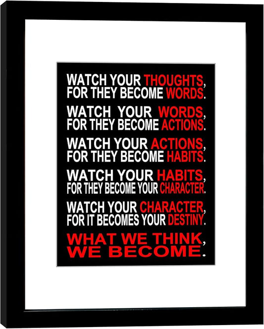 Wieco Art Quotes Wall Art Inspirational Canvas Print Motivation Classroom Decor With Black Picture Frame and Real Glass Made to Display 8x10" with Mat or 11x14" Photos Without Mat for Home Office Wall Decoration