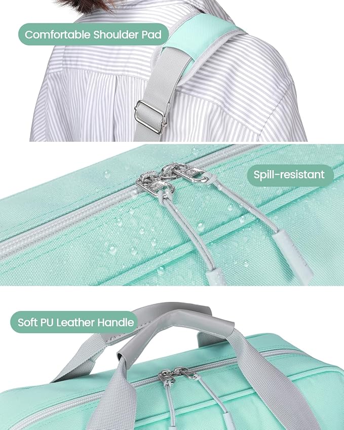 4 Inch 3 Ring Zipper Binder with Shoulder Strap & Handle & Multi-Pocket - 4" Binder with Zipper for School, Compatible with 13-Inch MacBook/Tablet -Patent Design Light Blue