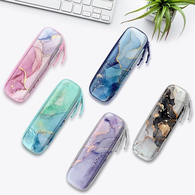 Fintie Holder Case for Apple Pencil Pro, Apple Pencil (USB-C / 1st / 2nd Generation), PU Leather Carrying Bag Sleeve Compatible with Pen, USB Cable, Samsung Stylus, Dreamy Marble